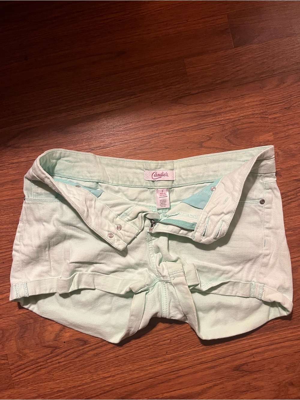 Candie's Mint Green Denim Short Shorts
